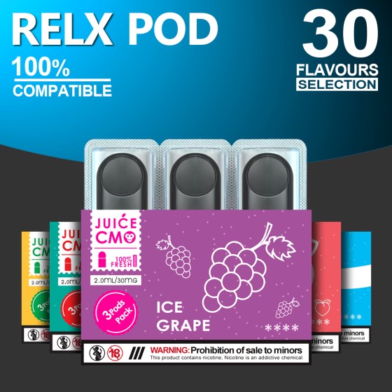 CMO 3pod kompatibel dengan RELX 4-6TH Device Pods dengan 30 pilihan rasa buah